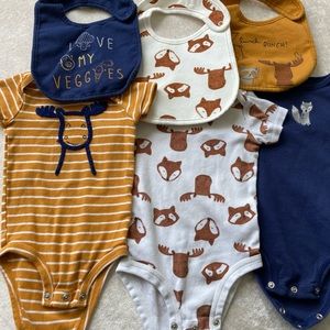 Carter’s 3 onesies and 3 matching bids